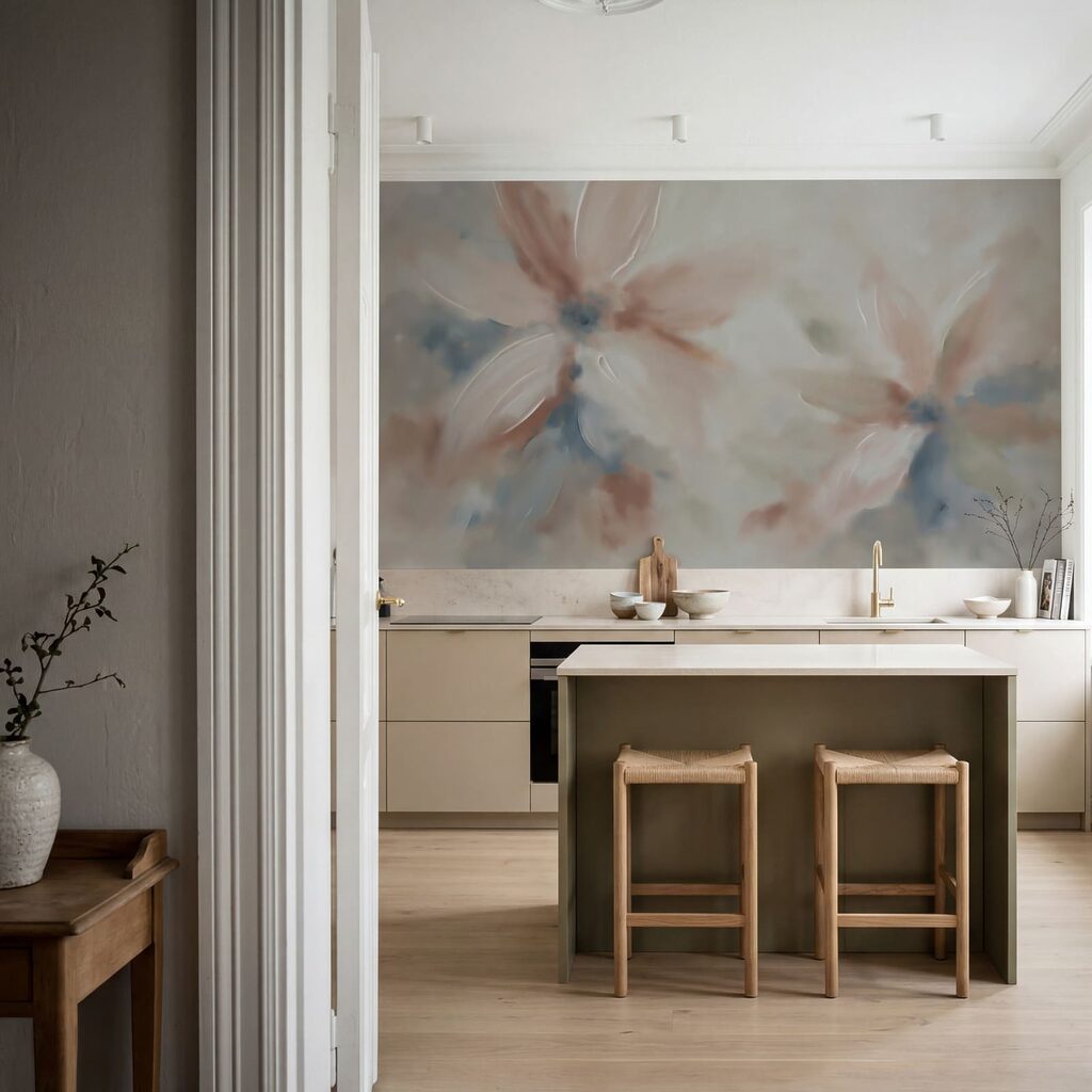 Painting of flowers on a white surface
