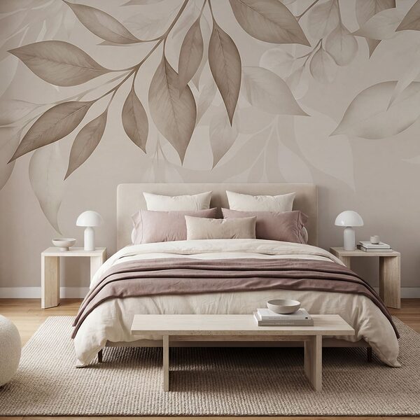 Delicate leaves in soft neutral tones