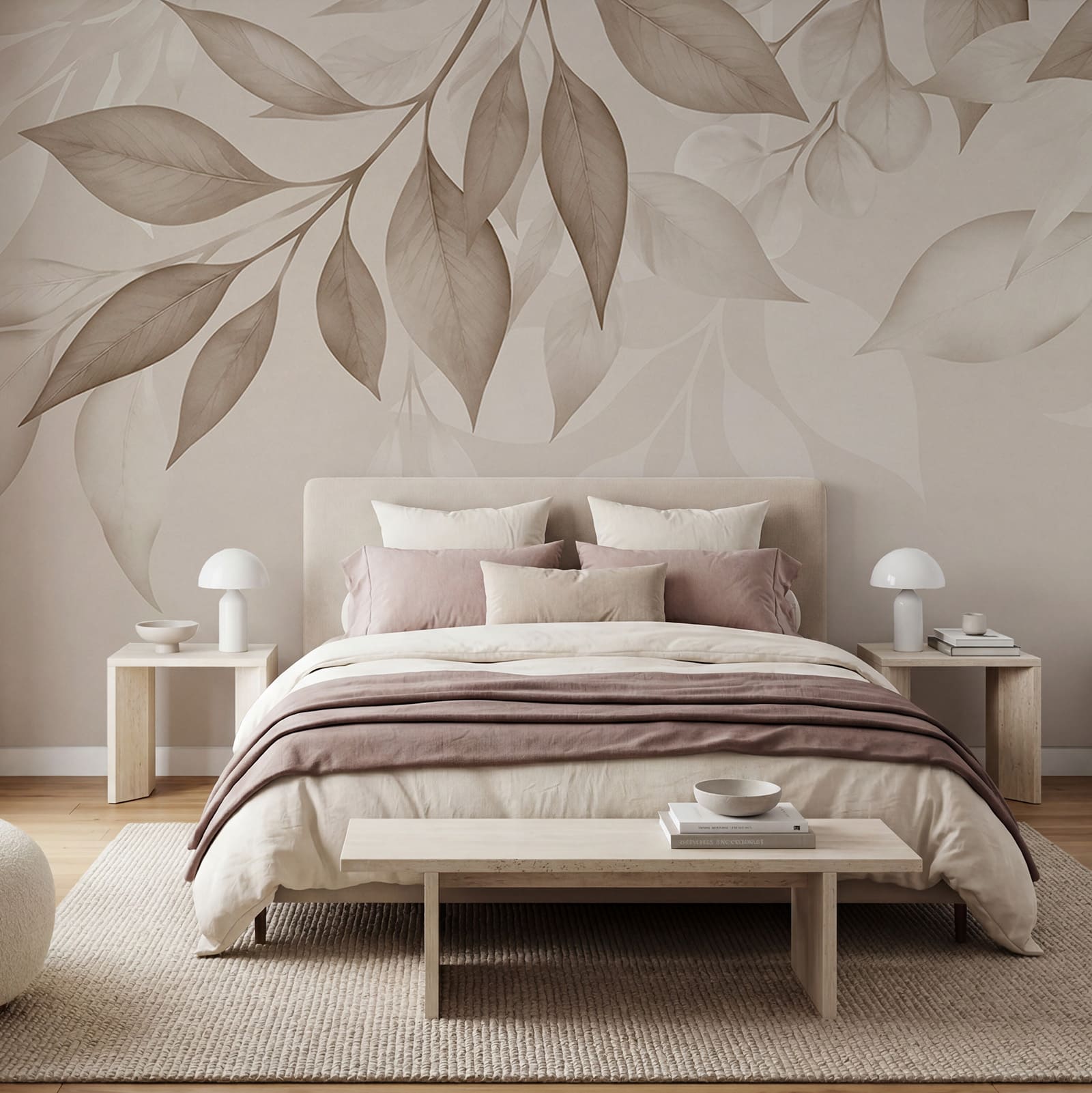 Delicate leaves in soft neutral tones