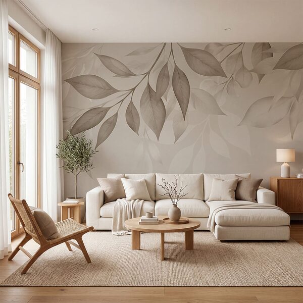 Delicate leaves in soft neutral tones