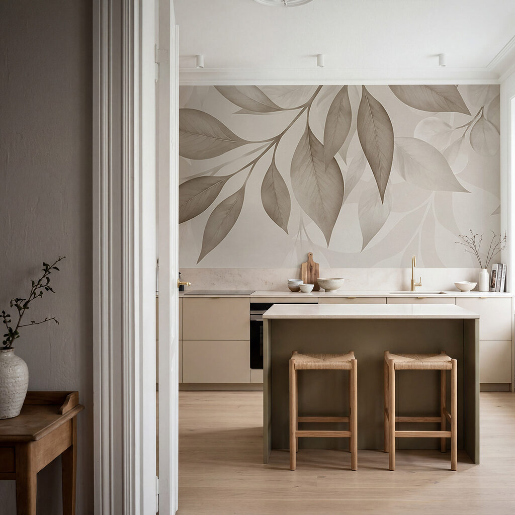 Delicate leaves in soft neutral tones
