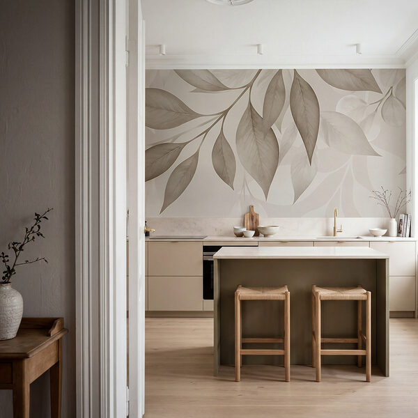 Delicate leaves in soft neutral tones