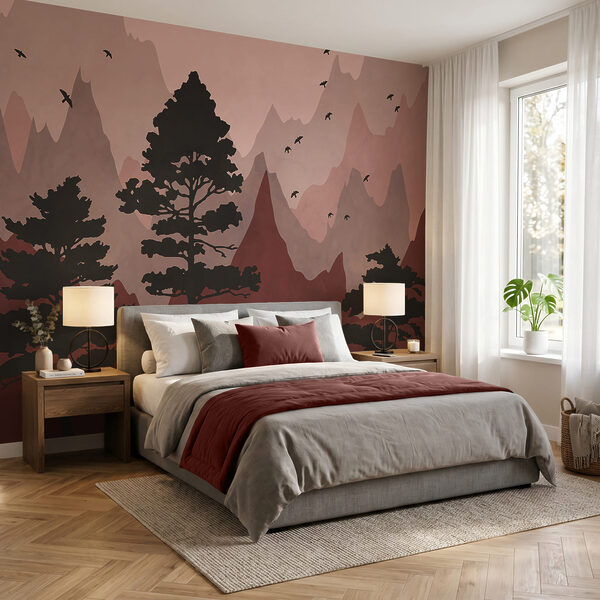 Painting of mountains and trees Painting of mountains and trees