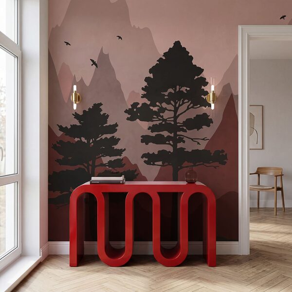Painting of mountains and trees Painting of mountains and trees