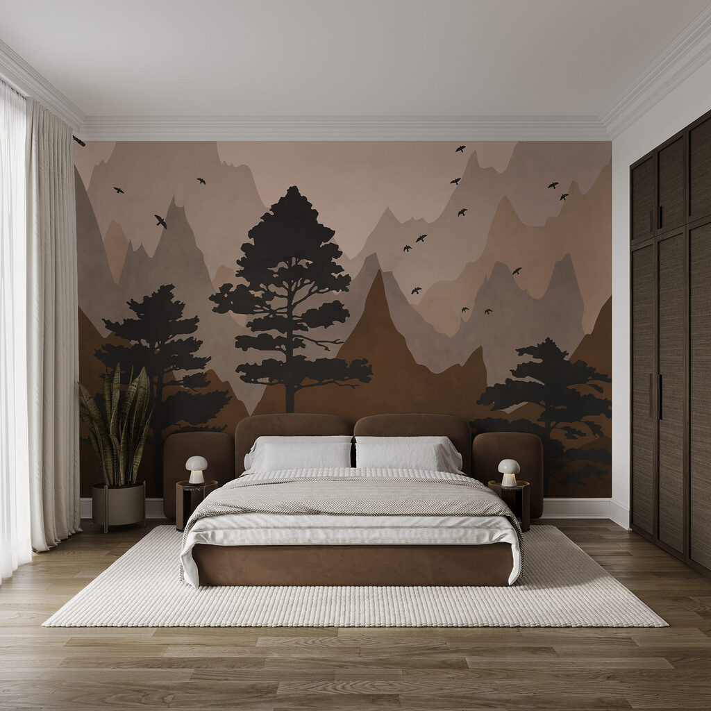 Painting of mountains and trees Painting of mountains and trees