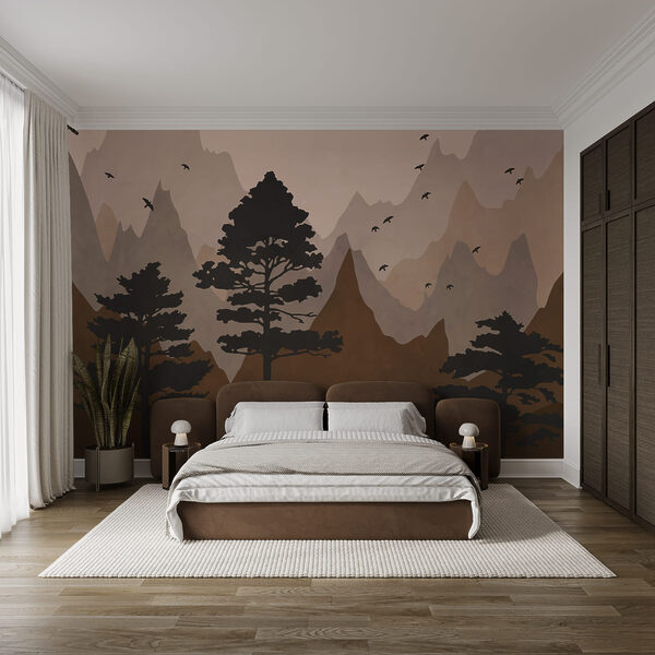 Painting of mountains and trees Painting of mountains and trees