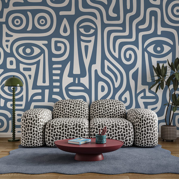 Pattern of faces and lines