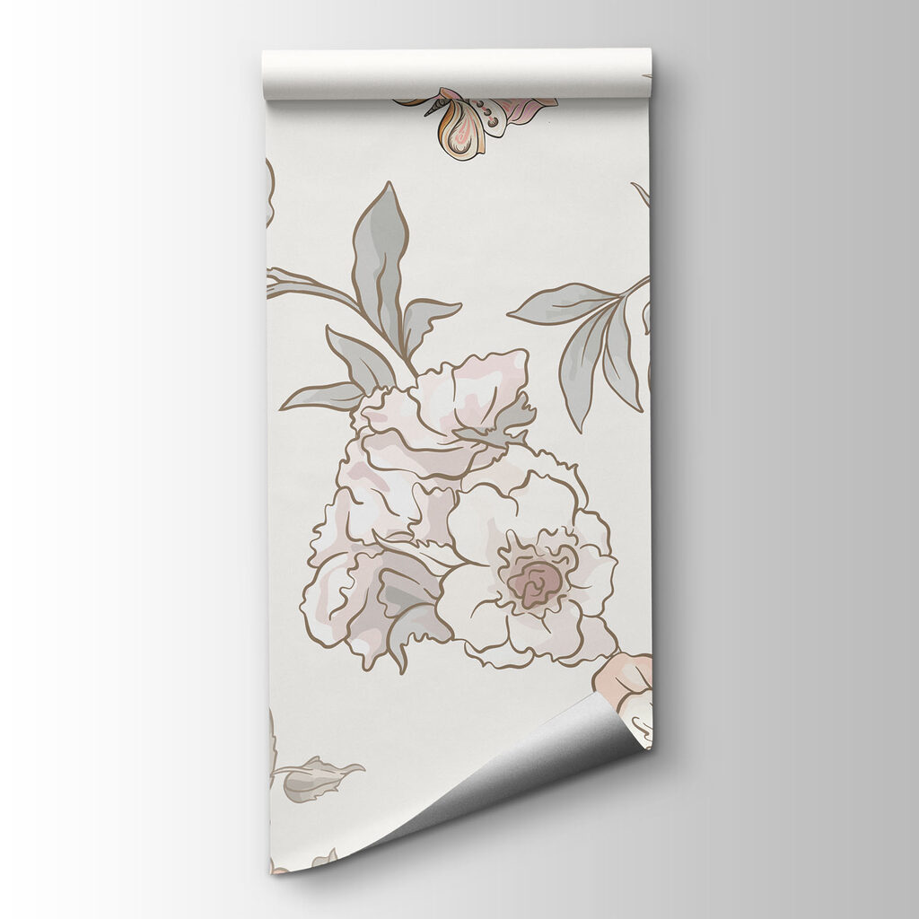 Floral scene with colorful birds