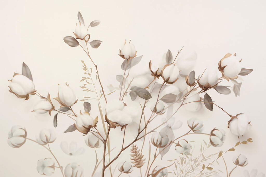 Delicate cotton blooms in soft tones Delicate cotton blooms in soft tones