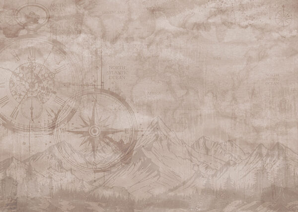Map of mountains and a compass