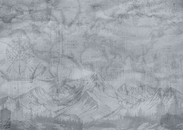 Map and mountains with a compass