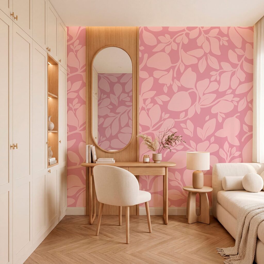 Pink pattern with leaves