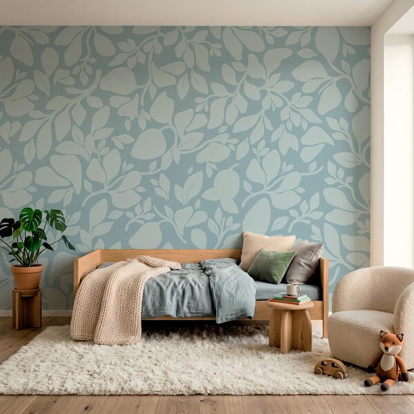 Pattern of leaves on a blue background Pattern of leaves on a blue background