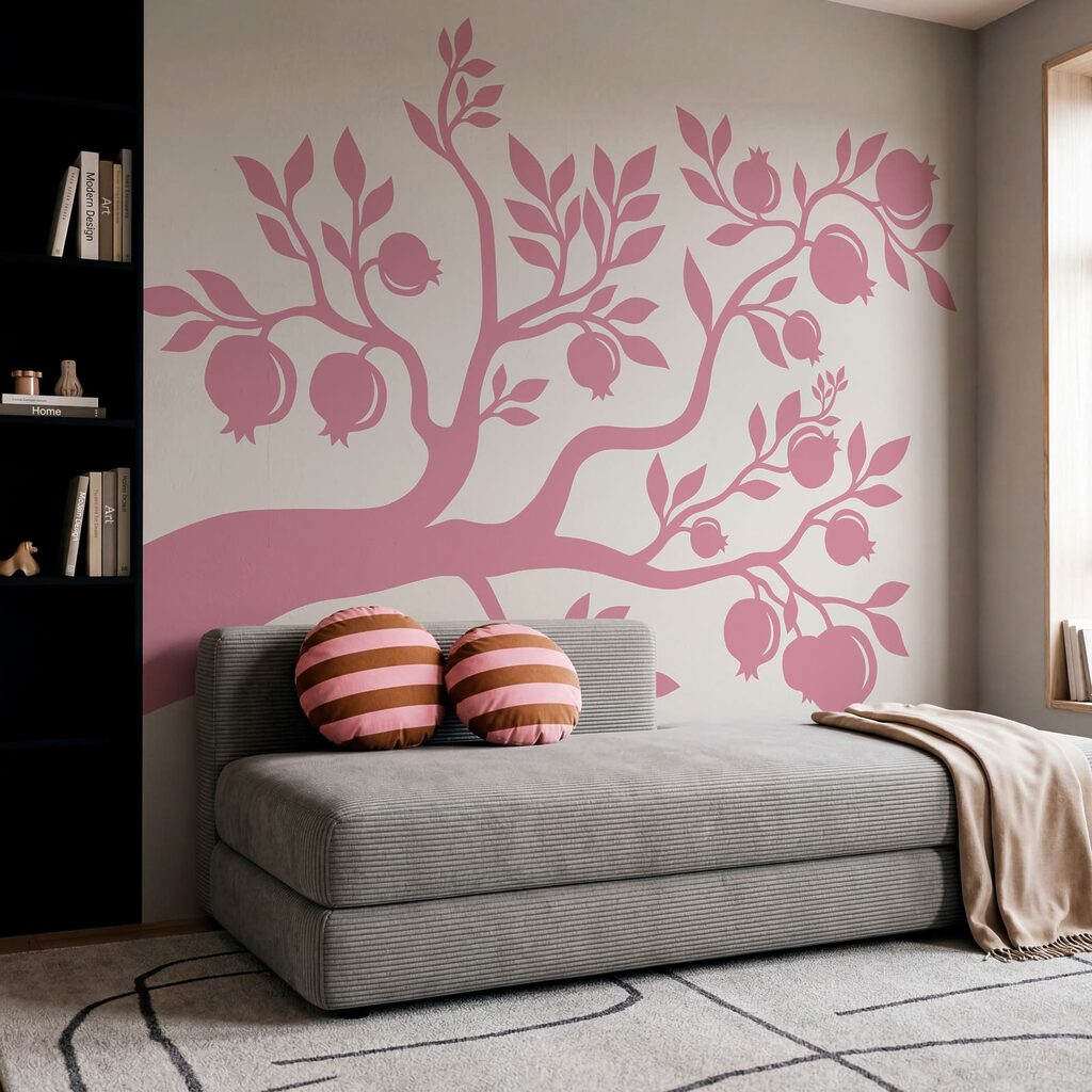 Tree with pink branches and fruit