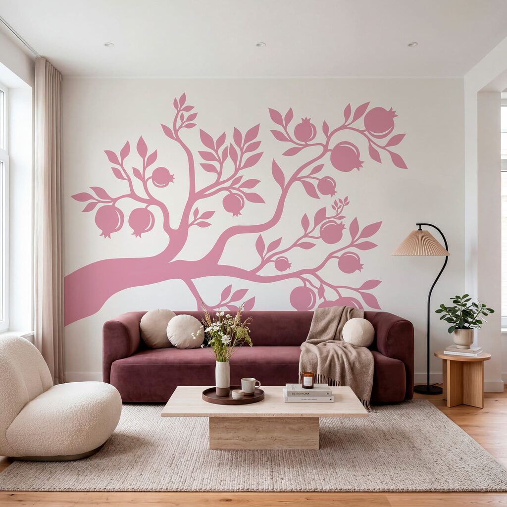 Tree with pink branches and fruit