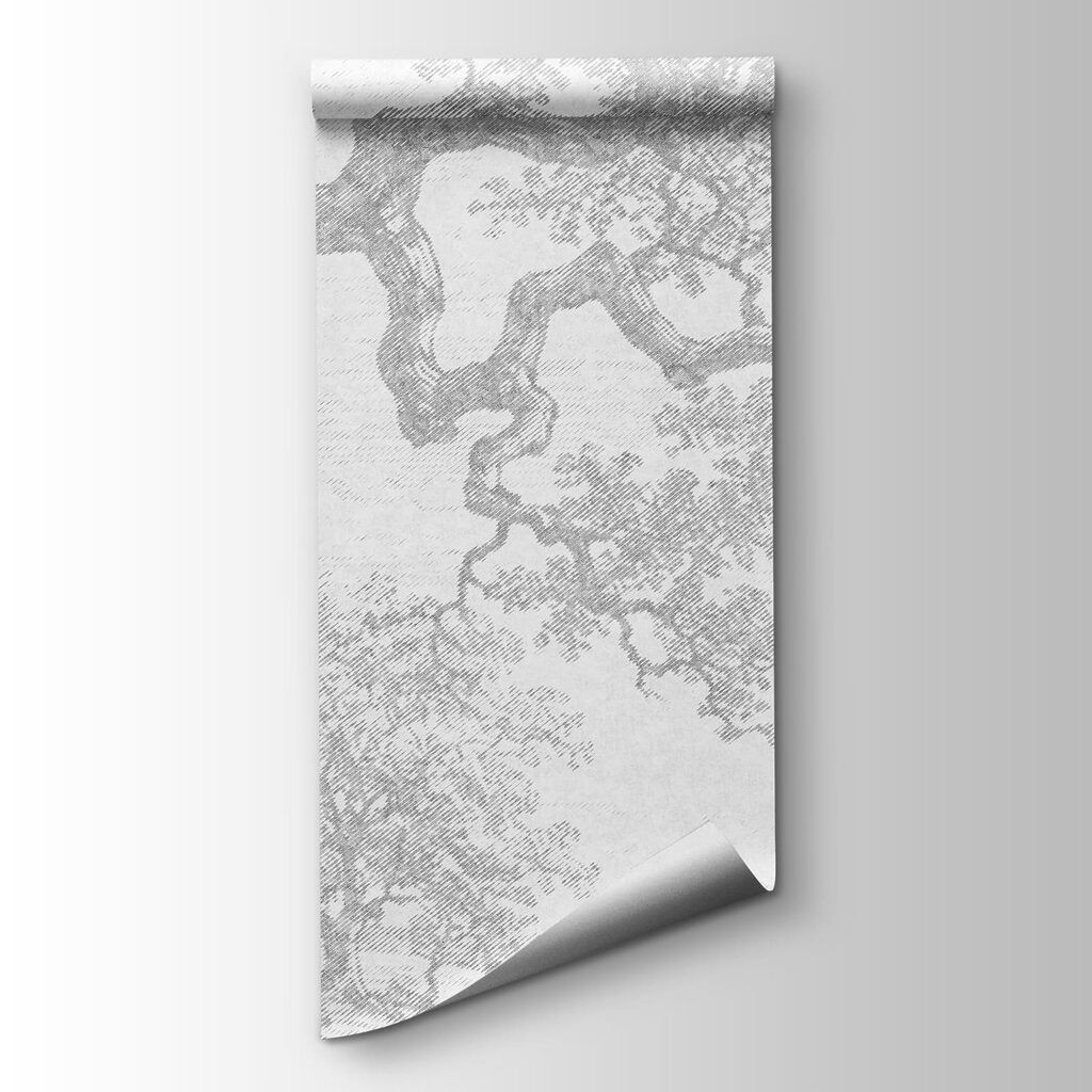 Drawing of a tree and rocks