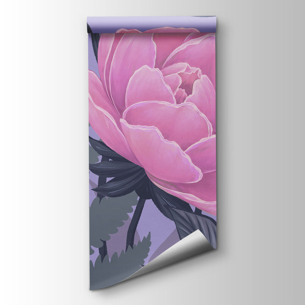 Group of pink flowers and leaves