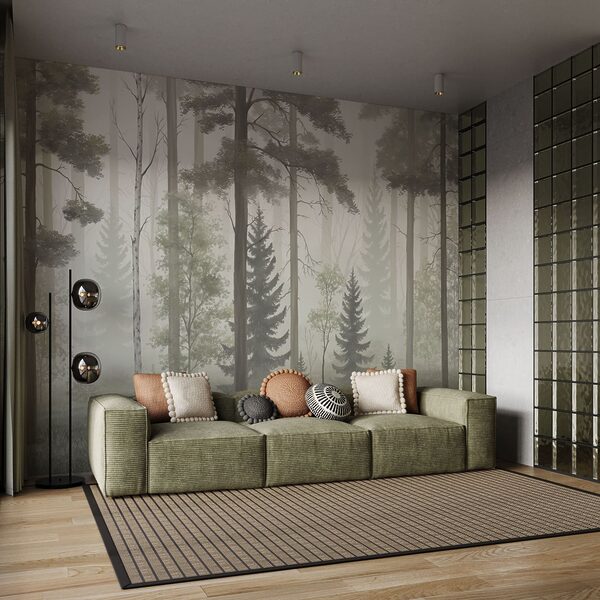 Foggy forest with trees