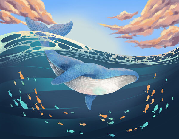 Whale swimming in the ocean Whale swimming in the ocean