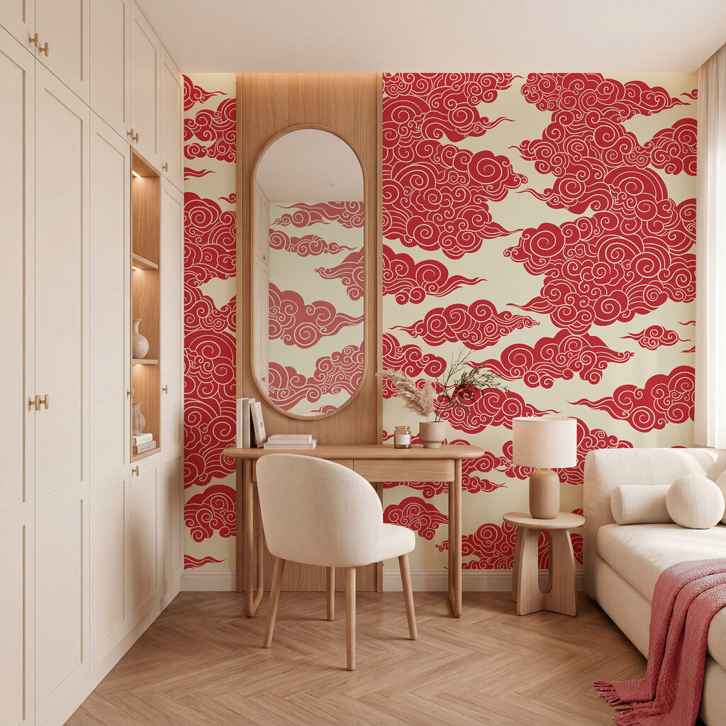 Pattern of red clouds