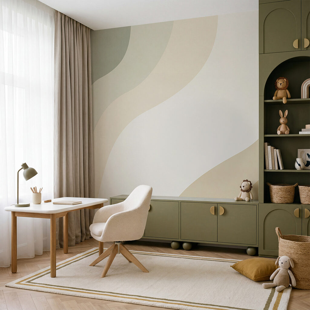 White and tan wavy lines