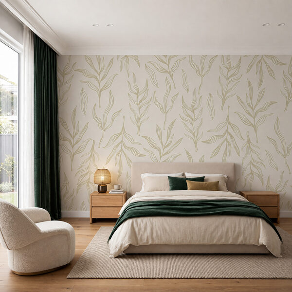 Pattern of leaves on a white background