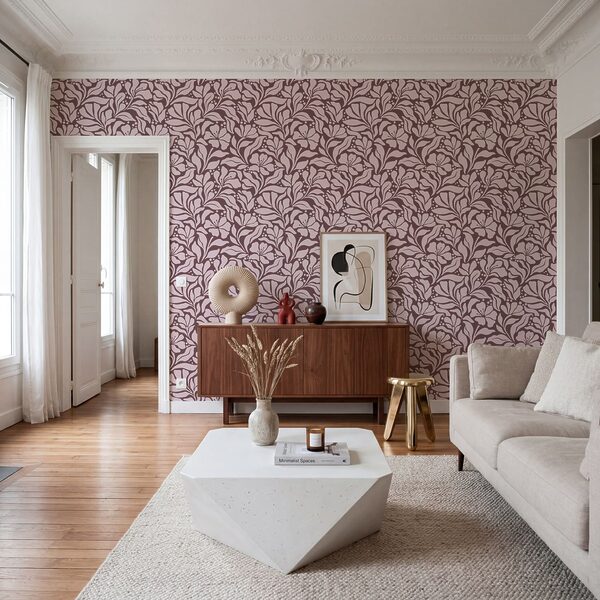 Pattern of flowers on a pink background