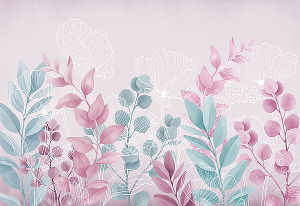 Serene pastel botanical illustration
