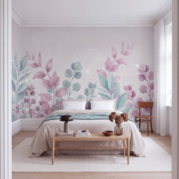 Serene pastel botanical illustration
