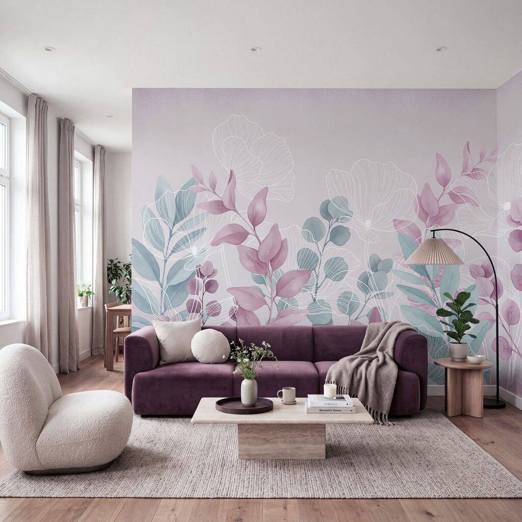 Serene pastel botanical illustration