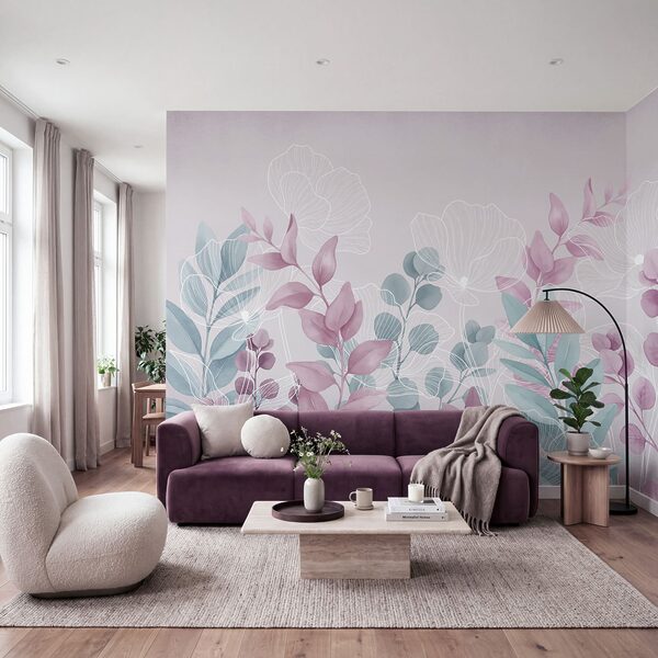 Serene pastel botanical illustration