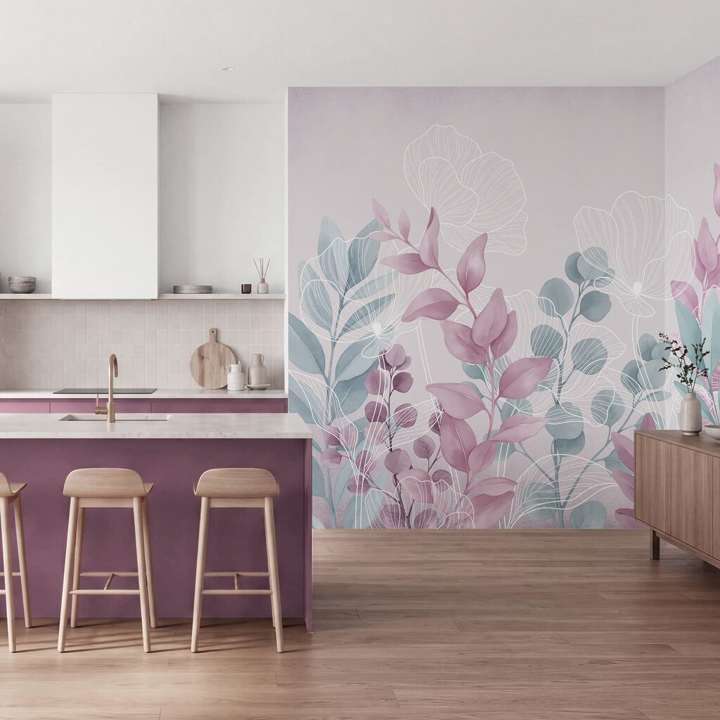 Serene pastel botanical illustration
