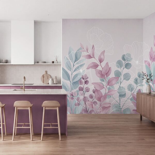 Serene pastel botanical illustration