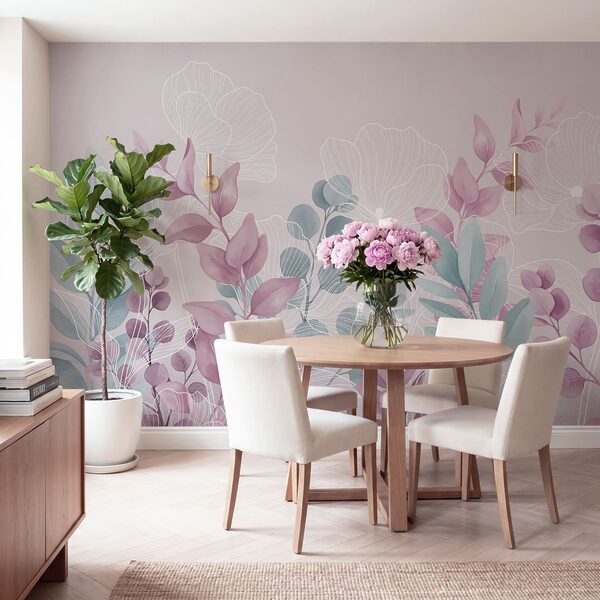 Serene pastel botanical illustration