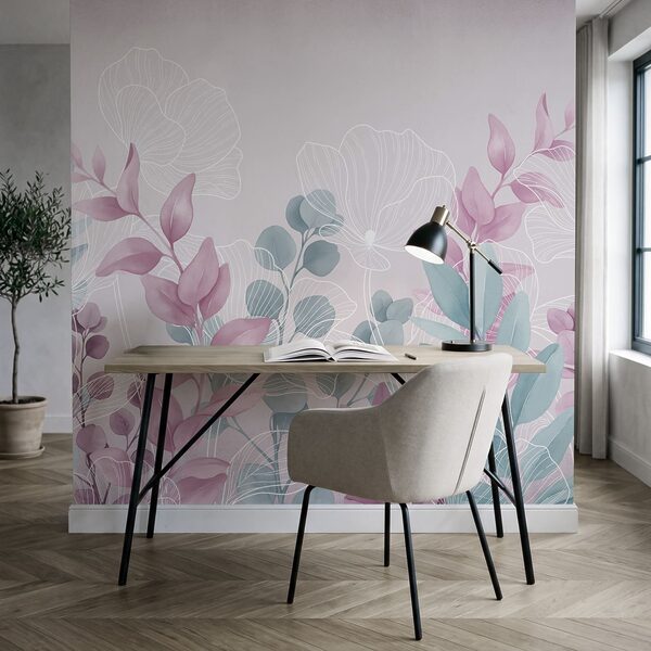 Serene pastel botanical illustration