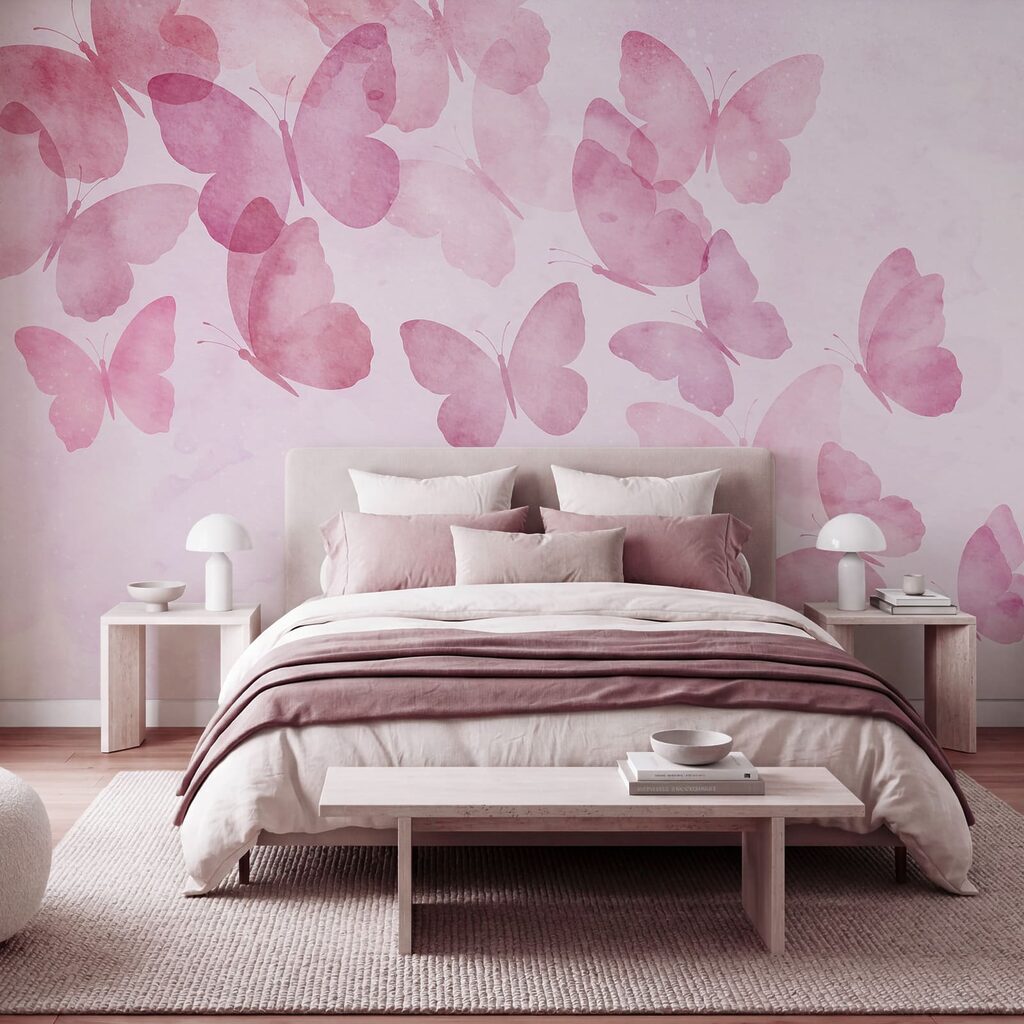 Group of butterflies on a pink background Group of butterflies on a pink background