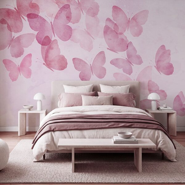 Group of butterflies on a pink background Group of butterflies on a pink background