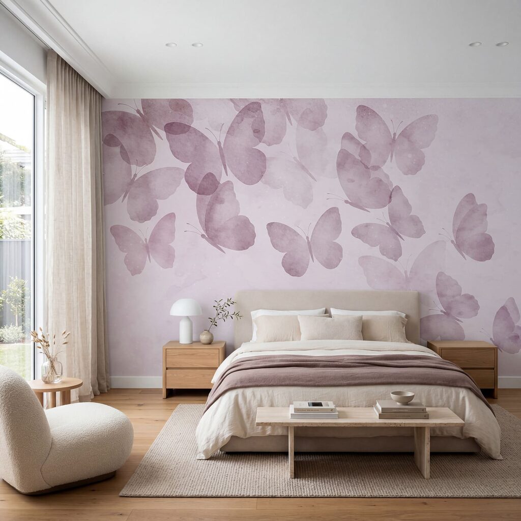 Group of butterflies on a pink background