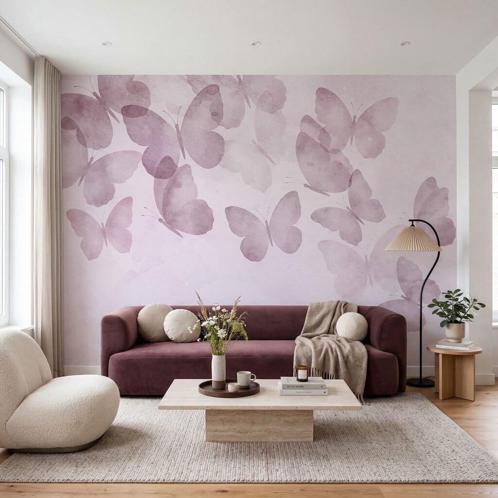 Group of butterflies on a pink background