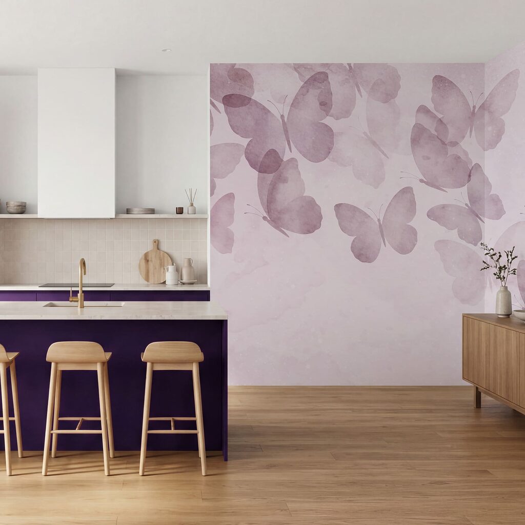 Group of butterflies on a pink background