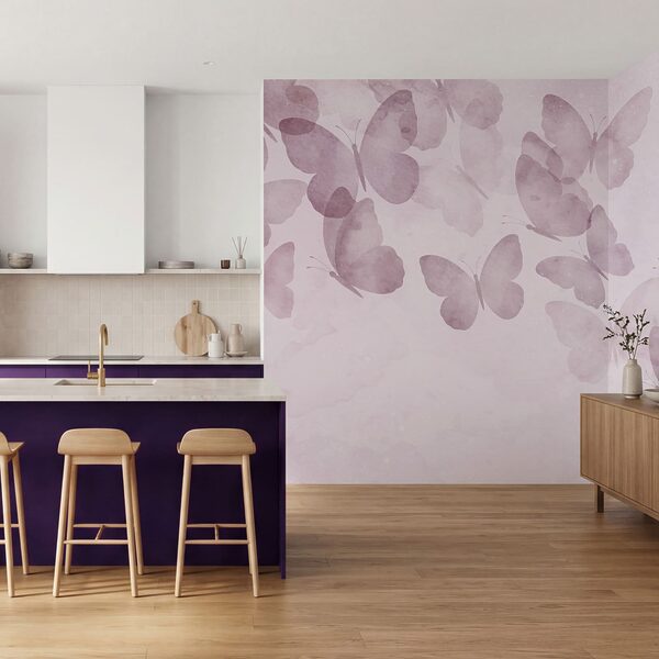 Group of butterflies on a pink background
