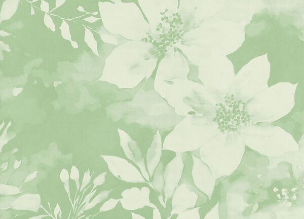 White flowers on a green background