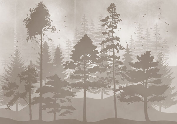 Group of trees with birds flying Group of trees with birds flying