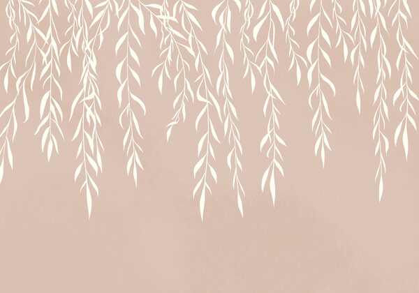 White leaves on a pink background