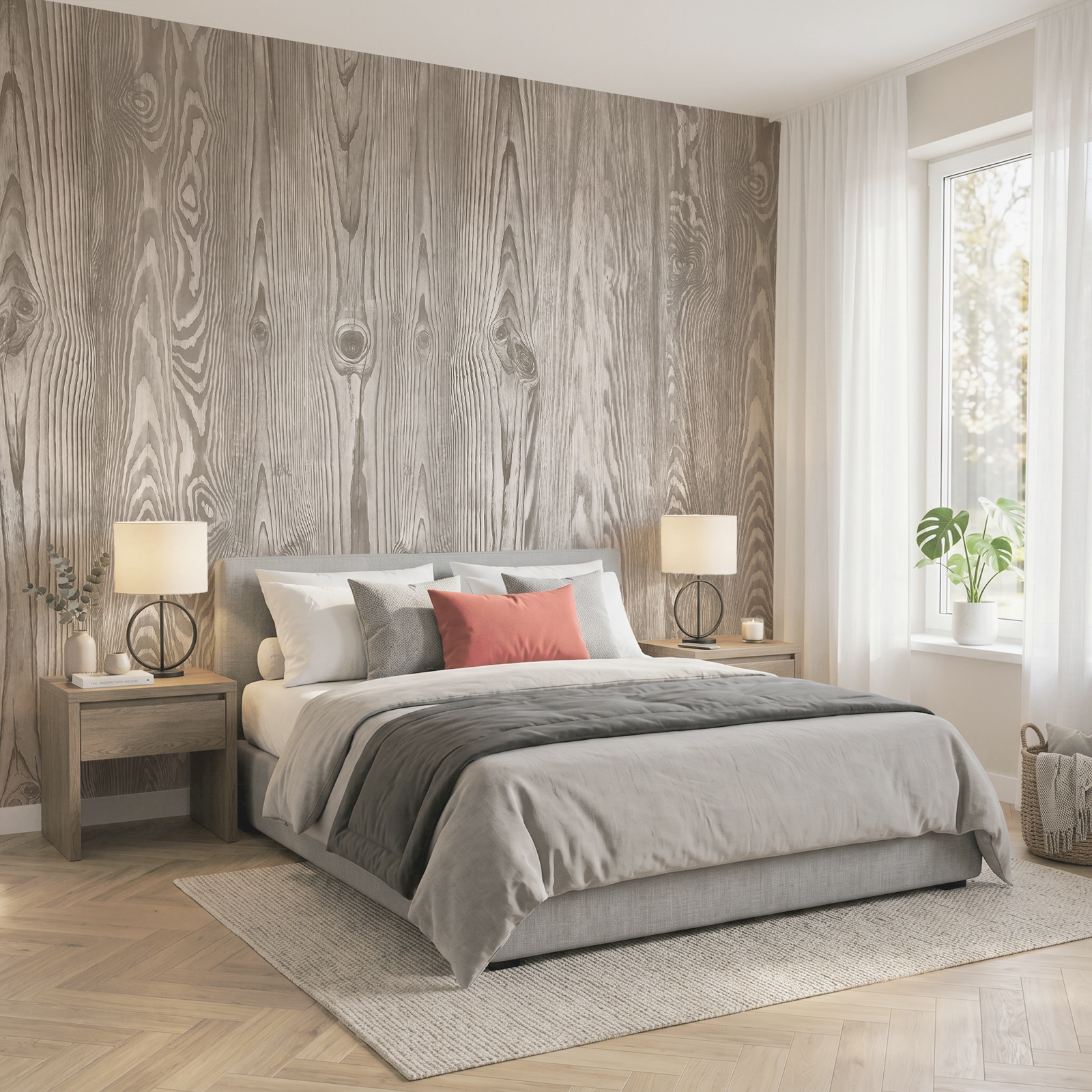 Nature-inspired neutral wood pattern