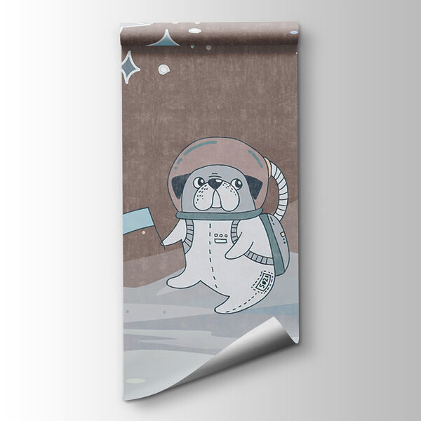 Cartoon space scene with planets and stars