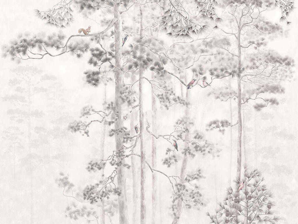 Wall mural Painting of trees and birds (SKU: u78449v2)