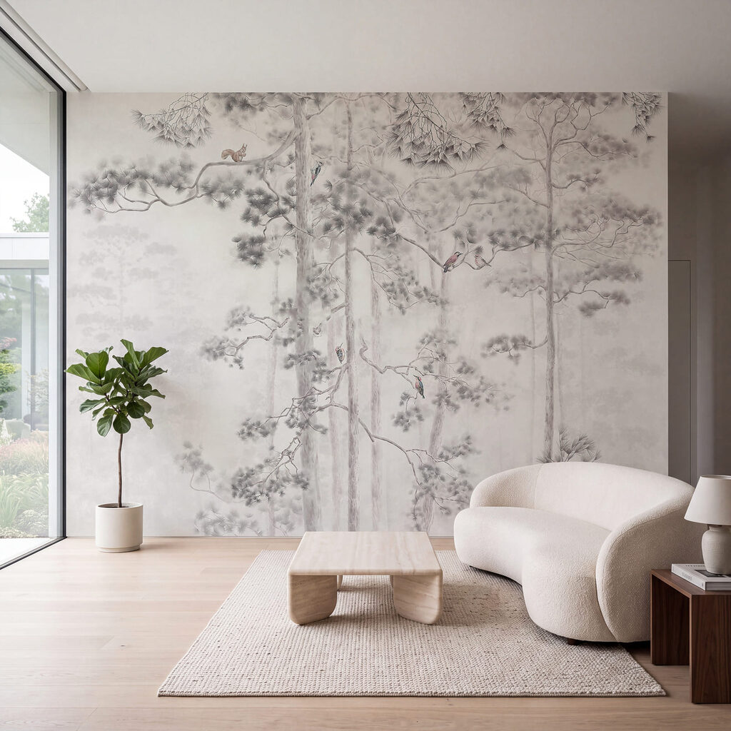 Wall mural Painting of trees and birds (SKU: u78449v2)