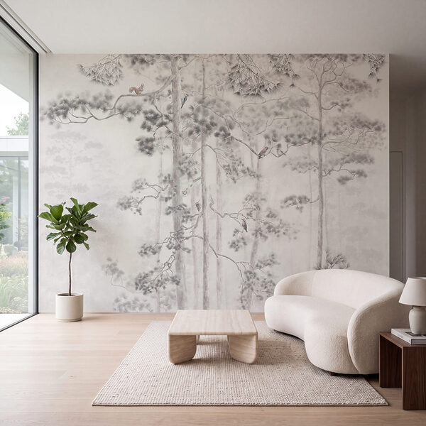 Wall mural Painting of trees and birds (SKU: u78449v2)