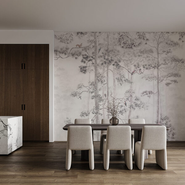 Wall mural Painting of trees and birds (SKU: u78449v2)